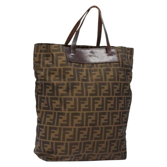 FENDI Zucca Canvas Hand Bag Black Brown - Picture 1 of 12